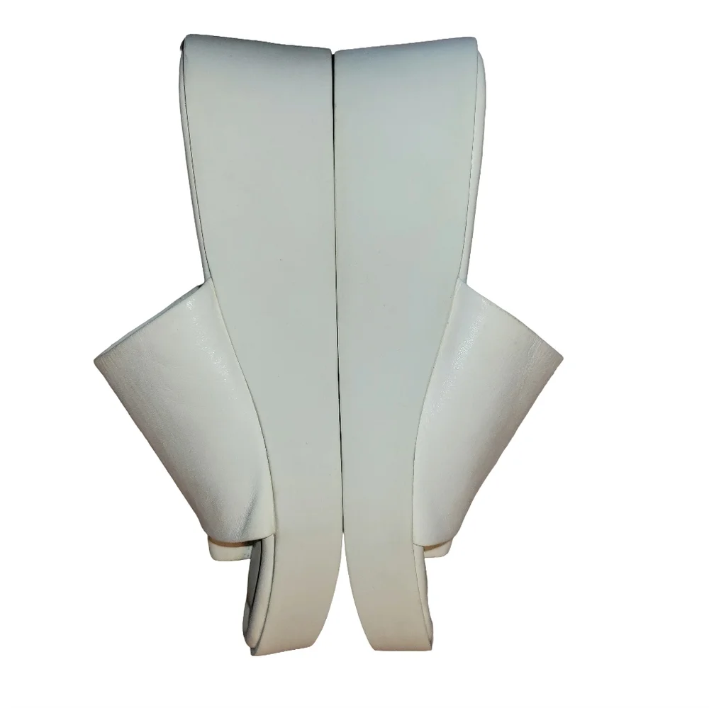Franco Sarto Cessa White Leather Platform Toe Loop Slide Sandals Size 9.5